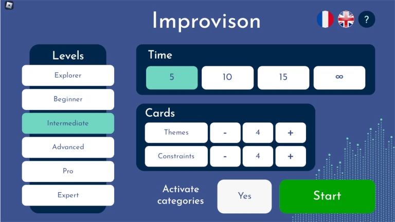 Improvison on Roblox screenshot: home menu